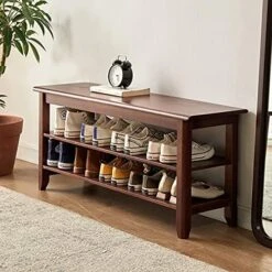 OGCAU Shoe Bench Entryway With Storage Bench For Bedroom, Ottoman, 2 Tier, Shoe Rack Organizer For Door, Good Load Bearing, Ideal For Entryway Hallway Living Room And Corridor(Natural 23.6") -Safavieh Furniture 51hUu 3s8kL. AC