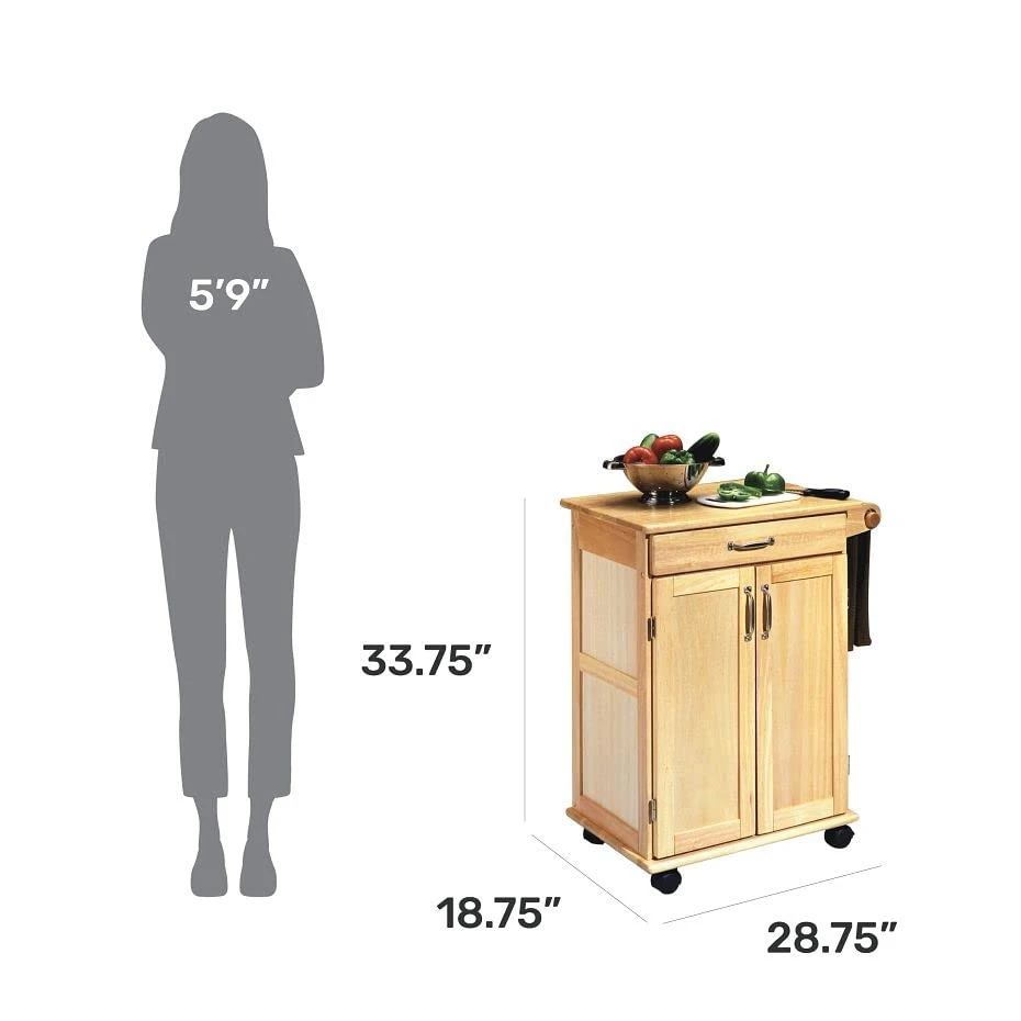 Homestyles General Line Mobile Kitchen Cart, FURNITURE, Natural 5 Homestyles General Line Mobile Kitchen Cart, FURNITURE, Natural - Image 5