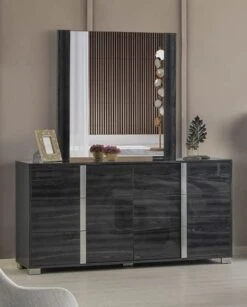 GENERIC Roma Bonded Leather LED Platform Bedroom Set (King Bed, 2 Nightstands, Dresser, Mirror, Chest), Tiger Gray 9 GENERIC Roma Bonded Leather LED Platform Bedroom Set (King Bed, 2 Nightstands, Dresser, Mirror, Chest), Tiger Gray -Safavieh Furniture 51hYTRIrB8L