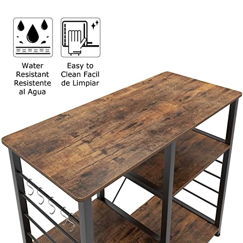 DlandHome Microwave Cart Stand 35.4 Inches, Kitchen Baker's Rack Utility Storage Shelf Microwave Stand 3-Tier X 3-Tier For Spice Rack Organizer Workstation Shelf, Vintage 5 DlandHome Microwave Cart Stand 35.4 Inches, Kitchen Baker's Rack Utility Storage Shelf Microwave Stand 3-Tier X 3-Tier For Spice Rack Organizer Workstation Shelf, Vintage - Image 5