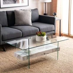 Safavieh Home Kayley Natural And Glass Coffee Table -Safavieh Furniture 51hdOG59ziL. AC