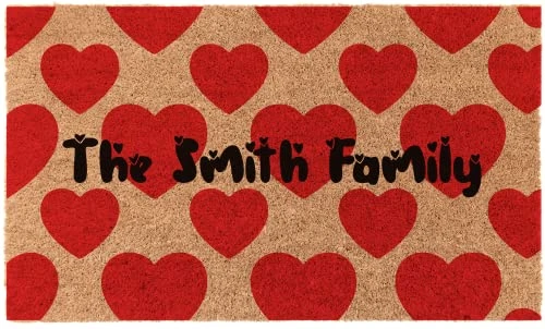 COCO MATS 'N MORE Heart Pattern Personalized - 22" X 36" Made In USA - Vinyl Backed Durable Entry Mat Natural Coir Heart Love Decorations Decor Doormat Valentine Rugs Entryway 1 COCO MATS 'N MORE Heart Pattern Personalized - 22" X 36" Made In USA - Vinyl Backed Durable Entry Mat Natural Coir Heart Love Decorations Decor Doormat Valentine Rugs Entryway