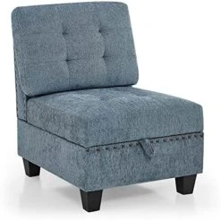 Melpomene Velvet Armless Single Chair For Modular Sectional Accent Armless Chair With Storage Space, Black （26.5“x31.25”x36.5“） (Black, Single Chair) -Safavieh Furniture 51hm0P5E6 L. AC