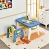 TUOCHUFUN Kid's Drawing Table And Chair Set With Montessori Toys, Activity Table For Toddlers Children Desk Snack Time Homeschooling Homework Gift For Boy & Girl
