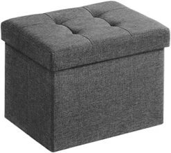 SONGMICS Ottoman Storage Bench, 21 Gal. Folding Chest With Breathable Linen-Look Fabric, Holds 660 Lb, For Entryway, Living Room, Bedroom, Light Gray ULSF001G02 -Safavieh Furniture 51hrUiZg1xL. AC