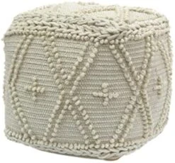 Christopher Knight Home Nina Large Square Casual Pouf, Boho, White Wool And Cotton -Safavieh Furniture 51i AgnXRL. AC