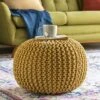 Artistic Weavers McIntosh Cotton Knitted Round Pouf 14"H X 20"W X 20"D,Saffron