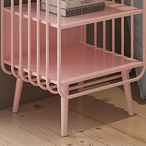 FURUIWUFENG Nightstand Pink Nightstand With 2 Drawers Iron End Table Side Table Stylish Bedroom Furniture Hollow Storage Cabinet for Bedroom Living Room End Table 2 FURUIWUFENG Nightstand Pink Nightstand With 2 Drawers Iron End Table Side Table Stylish Bedroom Furniture Hollow Storage Cabinet for Bedroom Living Room End Table - Image 2