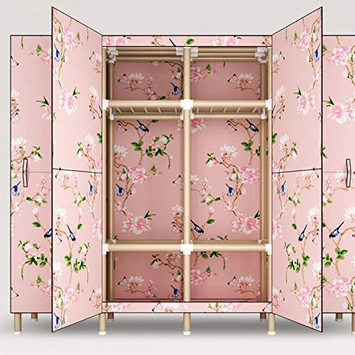 HMGGDD Detachable Wardrobe Steel Frame Thicken Bold Double Folding Full Hanging Fabric Simple Storage Economy Cloth Wardrobe 4 HMGGDD Detachable Wardrobe Steel Frame Thicken Bold Double Folding Full Hanging Fabric Simple Storage Economy Cloth Wardrobe - Image 4