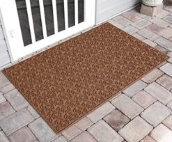 Bungalow Flooring Waterhog Door Mat, 3' X 5' Made In USA, Durable And Decorative Floor Covering, Skid Resistant, Indoor/Outdoor, Water-Trapping, Dogwood Leaf Collection, Dark Brown -Safavieh Furniture 51iIWRNyPqL. AC
