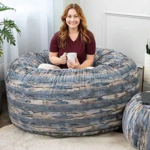 Jaxx 5 Foot Saxx Bean Bag Chair For Adults - Luxe Faux Fur, Silver Fox 10 Jaxx 5 Foot Saxx Bean Bag Chair For Adults - Luxe Faux Fur, Silver Fox - Image 10