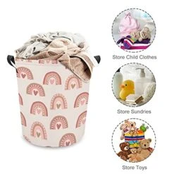 Hearts And Rainbows Laundry Storage Basket Waterproof Foldable Laundry Hamper With Handles For Baby Nursery College Dorms Kids Bedroom -Safavieh Furniture 51iSMTNxucL