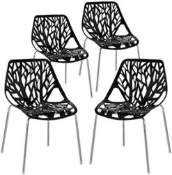 Bonnlo Modern Stackable Chair Set Of 4,Kitchen White Dining Chairs,Birch Sapling Comfy Chairs For Dining Room,Living Room,Waiting Room (White) -Safavieh Furniture 51iTtyC 2jL. AC