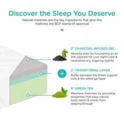 Best Choice Products 12in Queen Size 3-Layer Medium-Plush Mattress W/Moisture Wicking, Odor Reducing Bamboo Charcoal Gel & Green Tea Infused Memory Foam - CertiPUR-US Certified -Safavieh Furniture 51iTv6MszsL