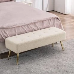 Furnimart Velvet Ottoman Bench Upholstered Tufted Bench With Padded Seat, Footrest Foot Stool With Sturdy Metal Leg, For Bedroom Living Room Entryway -Safavieh Furniture 51iVSjdjxZL. AC