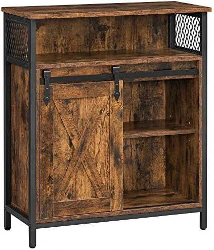VASAGLE Buffet Cabinet, Sideboard With Open Compartment, Sliding Barn Door, 27.6”L X 11.8”W X 31.5”H, Industrial Rustic Brown And Black ULSC089B01 6 VASAGLE Buffet Cabinet, Sideboard With Open Compartment, Sliding Barn Door, 27.6”L X 11.8”W X 31.5”H, Industrial Rustic Brown And Black ULSC089B01 - Image 6