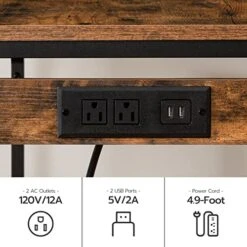 HOOBRO Bar Table Set With Power Outlet, Bar Table And Chairs Set, 3-Piece Dining Table Set, Industrial Breakfast Table Set, For Living Room, Dining Room, Game Room, Rustic Brown And Black BF45UBT01 -Safavieh Furniture 51igyawE3oL