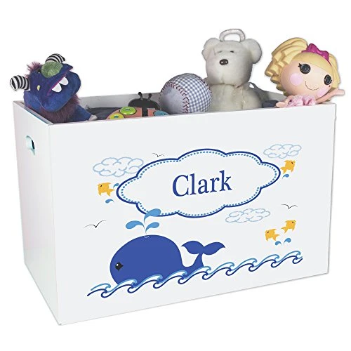 Personalized Whale Childrens Nursery White Open Toy Box 1 Personalized Whale Childrens Nursery White Open Toy Box