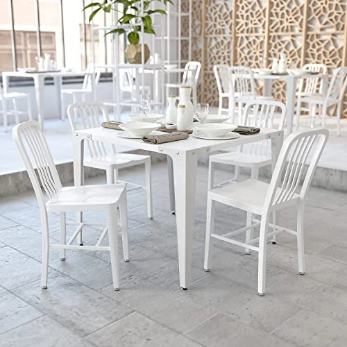 Flash Furniture Gael Commercial Grade 2 Pack White Metal Indoor-Outdoor Chair 2 Flash Furniture Gael Commercial Grade 2 Pack White Metal Indoor-Outdoor Chair - Image 2