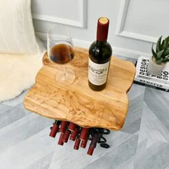 WELLAND Wine Rack End Table, Freestanding Small Wine Console Table, 13 Bottles Rustic Wine Stand Storage Organizer Display Rack | Metal & Natural Edge Cedar Wood Top | 13.8" W X 7.3" D X 20.1" H 11 WELLAND Wine Rack End Table, Freestanding Small Wine Console Table, 13 Bottles Rustic Wine Stand Storage Organizer Display Rack | Metal & Natural Edge Cedar Wood Top | 13.8" W X 7.3" D X 20.1" H -Safavieh Furniture 51iwR27M3nL