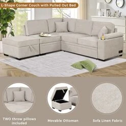 Merax L Shaped Sectional Sofa Couch Sleeper Bed With Storage Ottoman And Chaise For Living Room, Small Apartment Love Seats, Beige_Linen 19 Merax L Shaped Sectional Sofa Couch Sleeper Bed With Storage Ottoman And Chaise For Living Room, Small Apartment Love Seats, Beige_Linen -Safavieh Furniture 51j1ek6Hk6L