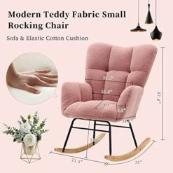 NIOIIKIT Nursery Rocking Chair Teddy Upholstered Glider Rocker Rocking Accent Chair Padded Seat With High Backrest Armchair Comfy Side Chair For Living Room Bedroom Offices (Pink Teddy) -Safavieh Furniture 51j4AUpnqUL