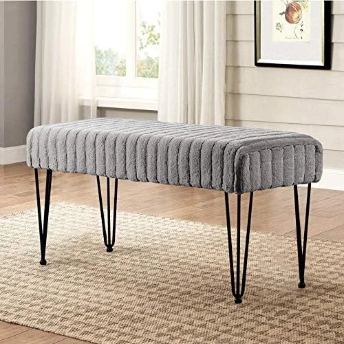 Home Soft Things Super Mink Faux Fur Pink Ottoman Bench, 19" X 13" X 17", Rose Smoke, Living Room Foot Rest Stool Entryway Makeup Bench End Of Bed Bedroom Home Decor Chair For Sitting 5 Home Soft Things Super Mink Faux Fur Pink Ottoman Bench, 19" X 13" X 17", Rose Smoke, Living Room Foot Rest Stool Entryway Makeup Bench End Of Bed Bedroom Home Decor Chair For Sitting - Image 5