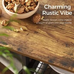 VASAGLE ALINRU Kitchen Baker’s Rack, Coffee Bar, Microwave Oven Stand, With Steel Frame, Wire Basket, 6 Hooks, 35.4", Rustic Brown 14 VASAGLE ALINRU Kitchen Baker’s Rack, Coffee Bar, Microwave Oven Stand, With Steel Frame, Wire Basket, 6 Hooks, 35.4", Rustic Brown -Safavieh Furniture 51j6Ix7FcrL