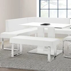 Armen Living Amanda Dining Bench, Off-White