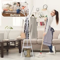 MULSH Standing Coat Rack Hat Hanger Coat Rack Hooks Coat Rack Hall Tree Entryway Standing Hat Jacket Coat Hanger Rack In White,17.72" W X 17.72" D X 73.46" H -Safavieh Furniture 51j9JJJubPL