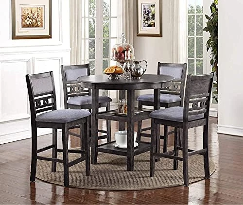 New Classic Furniture Gia 5-Piece Round Counter Height Dining Set With 1 Dining Table And 4 Chairs, 42-Inch, Ebony 10 New Classic Furniture Gia 5-Piece Round Counter Height Dining Set With 1 Dining Table And 4 Chairs, 42-Inch, Ebony - Image 10