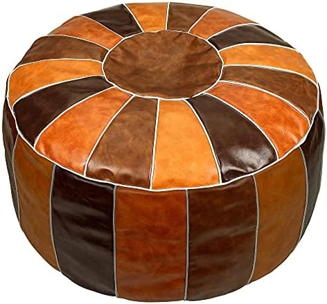 Bohepuffex Handmade Moroccan Pouf Foot Stool Round & Large Storage Cover Bohemian Style Ottoman An Exotic Décor For Living Room Bedroom Or Wedding Gifts Faux Leather Unstuffed Only Cover (color Block) 10 Bohepuffex Handmade Moroccan Pouf Foot Stool Round & Large Storage Cover Bohemian Style Ottoman An Exotic Décor For Living Room Bedroom Or Wedding Gifts Faux Leather Unstuffed Only Cover (color Block) - Image 10