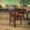 EMMA + OLIVER School House Back Mahogany Wood Chair