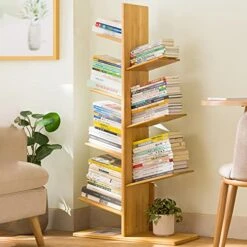 Tree Shelf, Tree Shape Bookshelf, Wooden Shelf, Vintage Wood Grain Floor Standing Shelf, Small Floor Standing Shelf, Space Saving, For Living Room, Study, Children's Room ( Color : Wood Color , Size :
