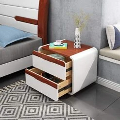 Bedside Table, Bedside Table Simple Nightstand, Modern Bedside Table 2-Drawer Living Room Bedroom, Small Spaces Storage Cabinet Living Room Side End Table -Safavieh Furniture 51jPzbQzNjL