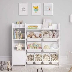 Sturdis Kids Toy Storage Organizer With Kids Toy Shelf And 8 White Toy Bins – Perfect Toy Storage Solution - Your Kids Will Have Fun And You Will Be Free From Messes! -Safavieh Furniture 51jWOKxloXL. AC