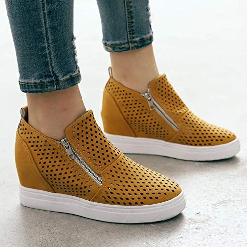 Gibobby Sneakers For Women Wide Width,Casual Slip On Lazy Shoes Breathable Hollow-Out Flat Loafers Wedge Shoes 4 Gibobby Sneakers For Women Wide Width,Casual Slip On Lazy Shoes Breathable Hollow-Out Flat Loafers Wedge Shoes - Image 4