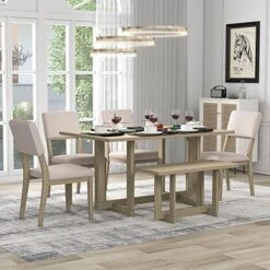 5 Piece Dining Table Set, Kitchen Table Sets, Counter Height Dining Table Set With Faux Marble Dining Table And 4 Upholstered-Seat Chairs, Dining Room Table Set For Kitchen/Living Room, Gray -Safavieh Furniture 51jfI7SiOTL. AC