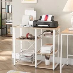 SogesGame 3-Tier Baker's Rack, Kitchen Utility Microwave Oven Stand Storage Shelf With Hooks Multifunctional Workstation For Kitchen, Living Room And Corridor,White -Safavieh Furniture 51jfLGL1xiL. AC