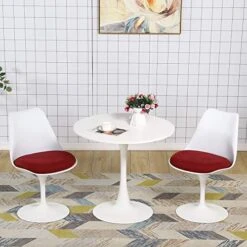 STYLIFING 3 Pieces Dining Table Set Mid-Century Modern Tulip Dining Table And 2 Swivel Fabric Upholstered Dining Chairs In Red,Kitchen Table And Chairs For 2 Person -Safavieh Furniture 51jh9qoj3CL