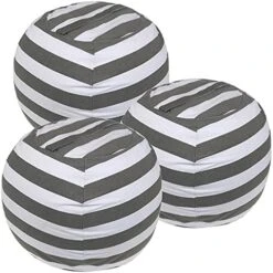 2-pack Stuffed Animal Storage Bean Bags For Kids Room 23" Empty Animal Beanbag Chair Covers Only Small Stuffed Animal Storage For Toddlers, Children, Boys, Girls Kids Room Decor, White Grey Stripes -Safavieh Furniture 51jisdUu7gS. AC
