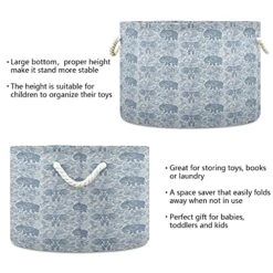 Xigua India Elephant Tribal Bohemia Flower Storage Basket Round Large Baskets Foldable Laundry Hamper Bin Waterproof Inner Layer With Sturdy Handles For Kids Nursery Blanket Clothes -Safavieh Furniture 51jlGZEd5WL