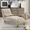 Rosevera Leavitt Living Room Chairs With Padded Seat Sleeper Comfy For Bedrooms Lounge Chaise, Standard, Pearl Beige