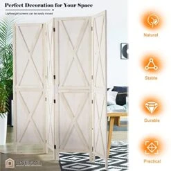 Oneinmil Room Divider, Room Dividers And Folding Privacy Screens, Partition Wall Dividers For Rooms, Room Separator, Temporary Wall, Privacy Folding Screen, Rustic Barnwood (White) 13 Oneinmil Room Divider, Room Dividers And Folding Privacy Screens, Partition Wall Dividers For Rooms, Room Separator, Temporary Wall, Privacy Folding Screen, Rustic Barnwood (White) -Safavieh Furniture 51jw2B3CTJL
