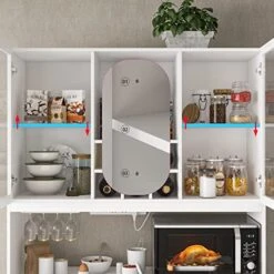 FAMAPY Kitchen Hutch Storage Cabinet With Drawers And Glass Doors, Pantry And Kitchen Storage With Wine Storage & Glass Holder, For Dining Room Kitchen White (47.2”W X 15.7”D X 82.7”H) -Safavieh Furniture 51jxSqfQTzL