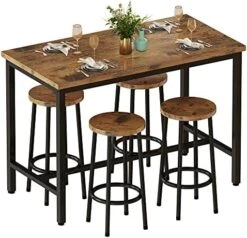 AWQM Bar Table Set,5 Pcs Dining Table Set,Counter Height Table With 4 Chairs,Industrial Kitchen Table And Chairs For 4, Wood Pub Table Set, Dining Room Table Set For Small Spcace,Beige -Safavieh Furniture 51jySw6wWqL. AC