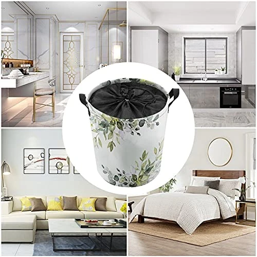 Elegant Eucalyptus Greenery Laundry Baskets, Collapsible Hamper Storage With Handle, Oxford Cloth Laundry Hamper,For Toy Organizer Bins,Gift Baskets, Bedroom, Clothes, Nursery,Kids,Boys 5 Elegant Eucalyptus Greenery Laundry Baskets, Collapsible Hamper Storage With Handle, Oxford Cloth Laundry Hamper,For Toy Organizer Bins,Gift Baskets, Bedroom, Clothes, Nursery,Kids,Boys - Image 5
