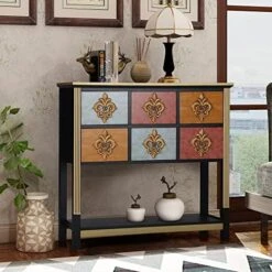 Sophia & William Sideboards And Buffets With Storage, Console Table Cupboard With Open Shelf, 2 Doors And 4 Drawers, Wood Accent Storage Cabinet For Entryway Living Room Kitchen, Coffee -Safavieh Furniture 51kROK6TVjL. AC