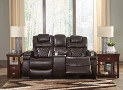 Signature Design By Ashley Warnerton Faux Leather Power Reclining Loveseat With Center Console, Brown -Safavieh Furniture 51kSzjNKxIL