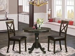 East West Furniture ANBO3-LWH-LC Dining Set, 3-Piece -Safavieh Furniture 51kW77lLK1L. AC